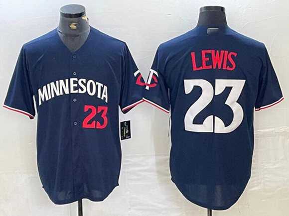 Men%27s Minnesota Twins #23 Royce Lewis Navy Cool Base Stitched Jersey